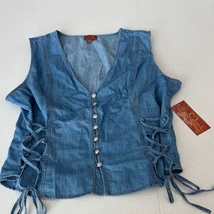 Denim Lace-Up Women's Tank Top